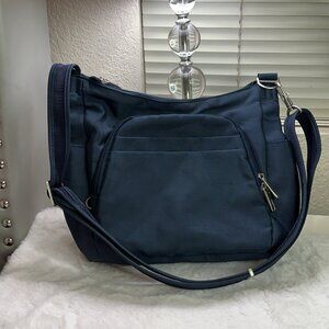 TRAVELON Anti-Theft RFID Blocking Travel Crossbody Shoulder Bucket Bag EUC